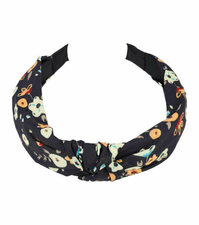 Haarband Diadeem Knoop Bloemen Patroon Color Donker Blauw