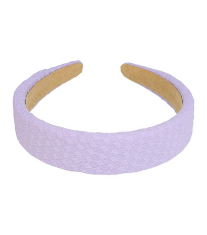 Diadeem Dik Blok Patroon Stof 3cm Pastel Paars