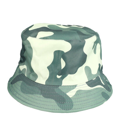 Bucket Hat Omkeerbaar Camouflage Patroon Groen