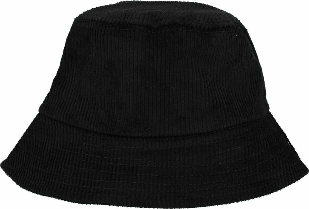 Bucket Hat Rib Stof Zwart