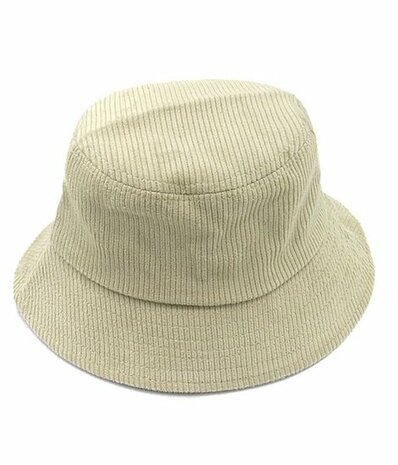 Bucket Hat Rib Stof Beige