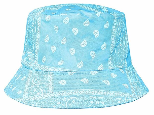 Bucket Hat Paisley Print Blauw