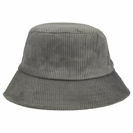 Bucket Hat Rib Stof Grijs