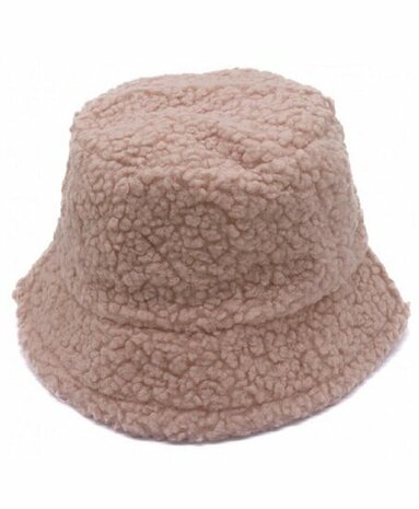 Bucket Hat Teddy Stof Beige