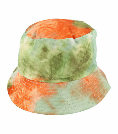 Bucket Hat Omkeerbaar Tie Dye Groen Oranje