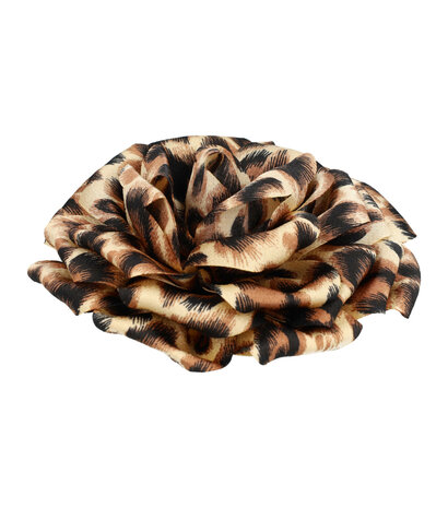 Duckklem Haarbloem Panter Print 12cm Zwart Beige Bruin