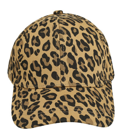 Cap Panter Print Maat 54cm - 58cm Zwart Bruin