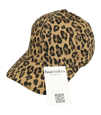 Cap Panter Print Maat 54cm - 58cm Zwart Bruin