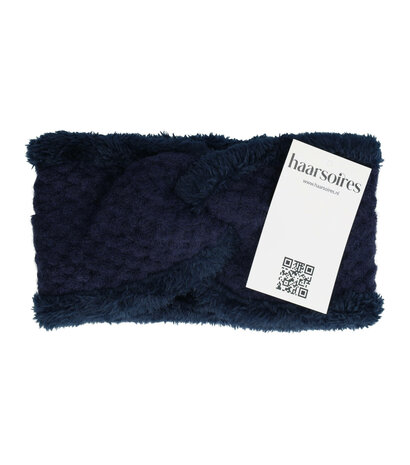 Haarband Twist Fake Fur Gebreid Blauw