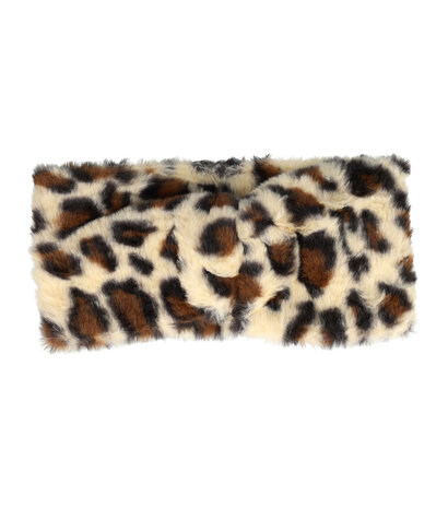 Haarband Twist Fake Fur Panter Beige