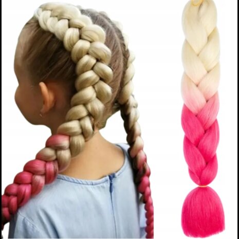 Jumbo Braids Hairextentions Color 60cm Blond Fuchsia Roze