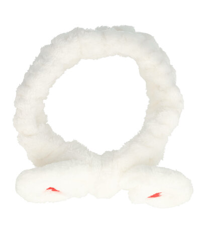 Haarband Make-up Fluffy Strik Hartjes Wit