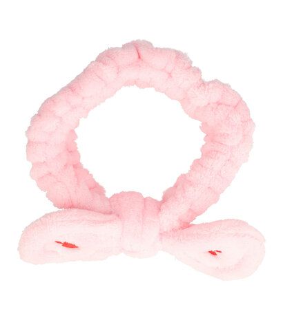 Haarband Make-up Fluffy Strik Hartjes Roze