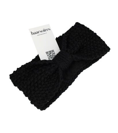 Haarband Knoop Knitted 10cm Zwart