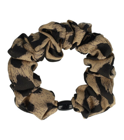 Scrunchie Hair Tie Panter Print Duo Bruin