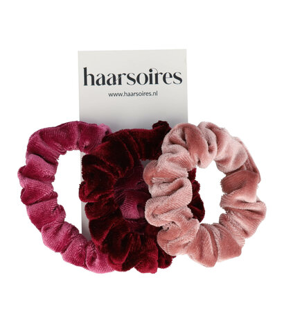 Scrunchie Smal Trio Color Roze Rood