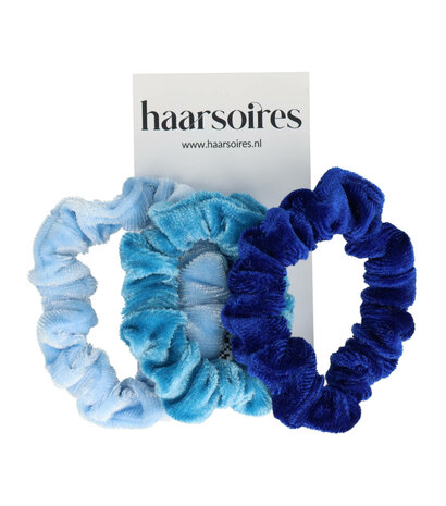 Scrunchie Smal Trio Color Blauw