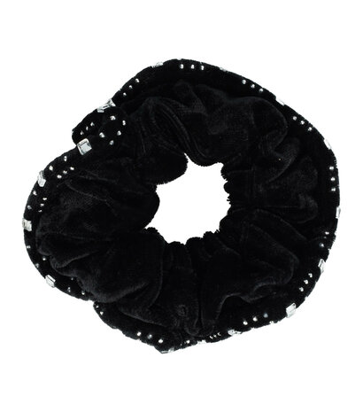 Scrunchie Glitter Steentjes Velvet Zwart