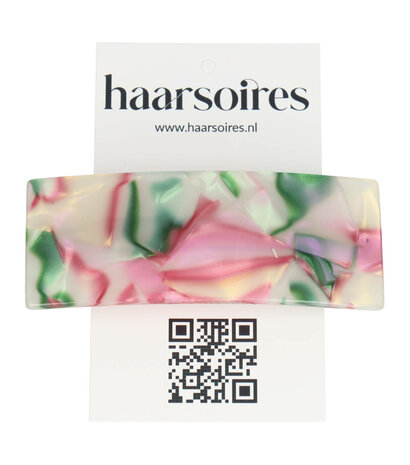 Haarspeld Marmer Patroon Recht 8cm Groen Creme Roze