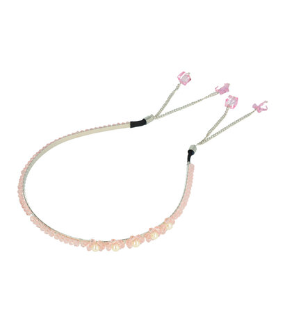 Diadeem Facet Kralen Ketting Sliertjes Zilver Roze