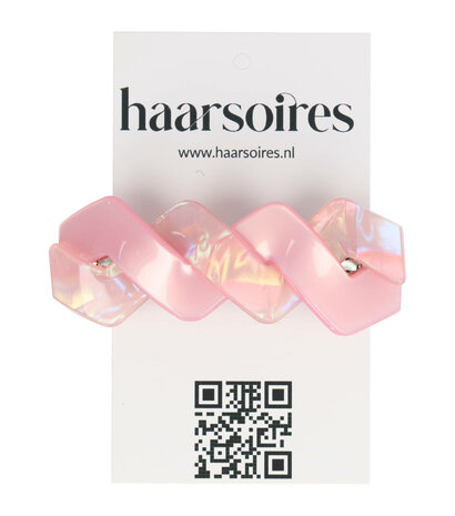 Haarspeld Zigzag Duo Marmer 7cm Roze