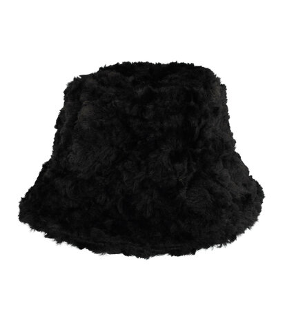 Bucket Hat Fluffy Imitatie Bont Zwart