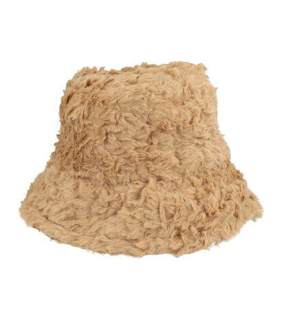 Bucket Hat Fluffy Imitatie Bont Licht Bruin