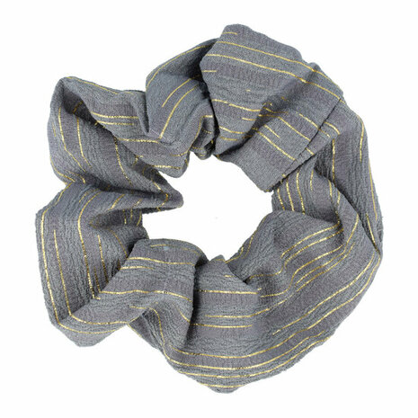 Scrunchie Haarelastiek Streep Print Goud Grijs