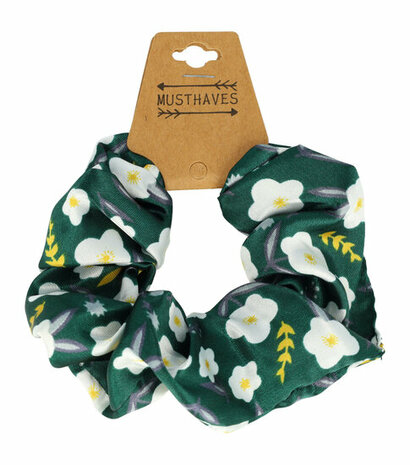 Scrunchie Haarelastiek Bloemen Patroon Groen