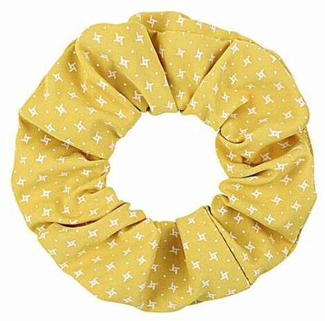 Scrunchie Haarelastiek Sterren Print Wit Geel