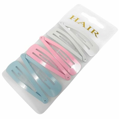 Haarspeld Klikklak Pastel 5cm Wit Blauw Roze