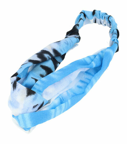 Haarband Twist Tie Dye Patroon Wit Blauw