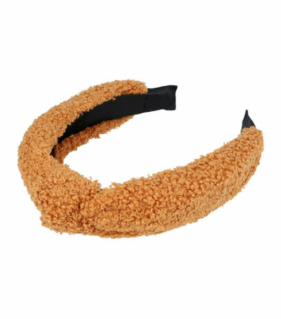 Haarband Diadeem Knoop Teddy Stof 4cm Bruin