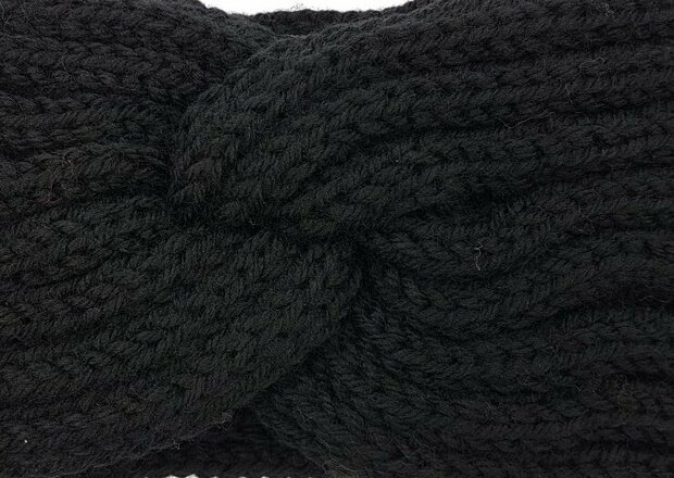 Haarband Winter Twist Knitted Zwart- Gebreide Haarband