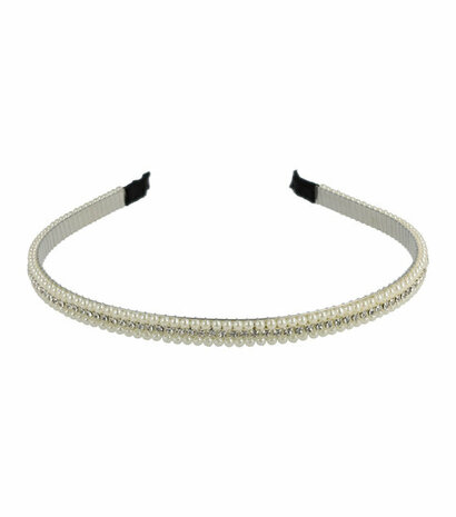 Haarband Diadeem Parel Strass Wit Zilver