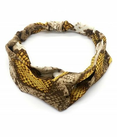 Haarband Twist Snake Print Geel