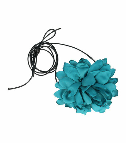 Haarband Veter Bloem 12cm Blauw Groen