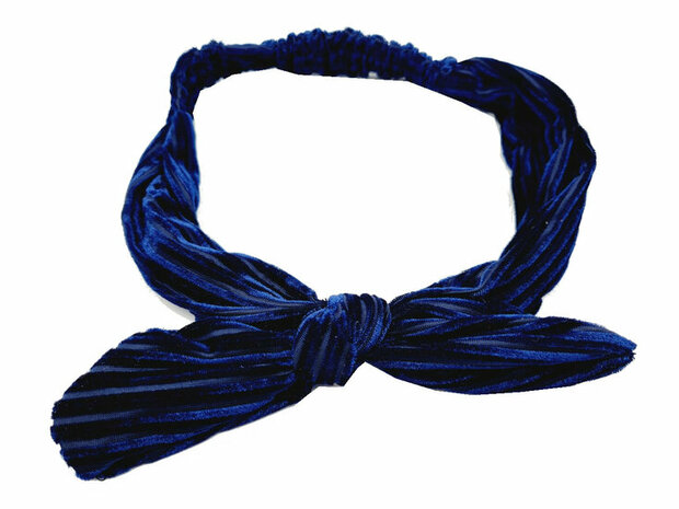 Haarband Knoop Strik Velvet Rib Blauw