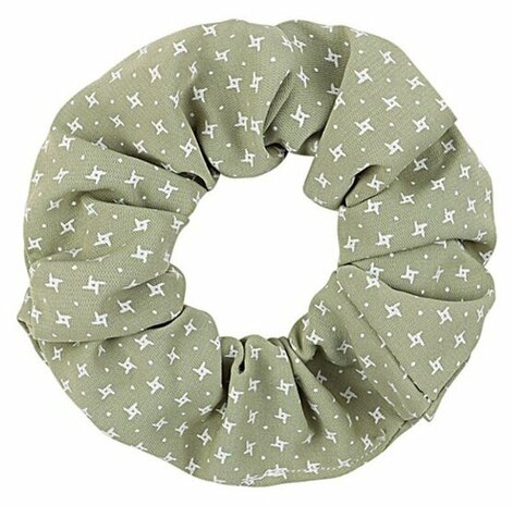 Scrunchie Haarelastiek Sterren Print Wit Groen