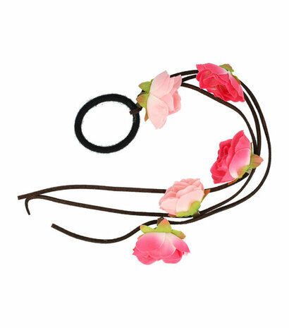 Haarelastiek Endless Veter Roos Bloemen Fuchsia Roze