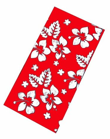 Haarband Multifunctioneel Bloemen Print Rood Wit