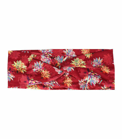 Haarband Knoop Bloemen Fantasie Patroon Rood