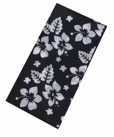 Haarband Multifunctioneel Bloemen Print Zwart Wit