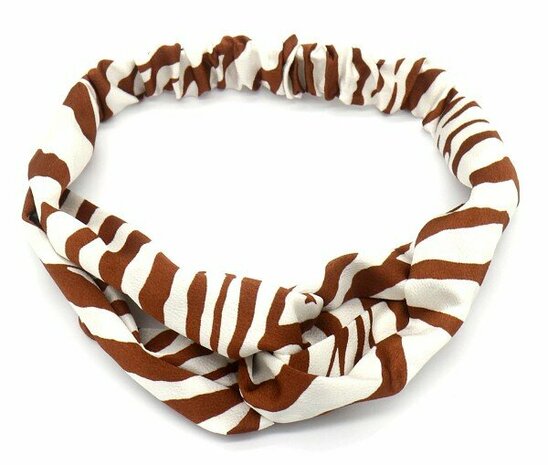 Haarband Twist Zebra Print Bruin Wit