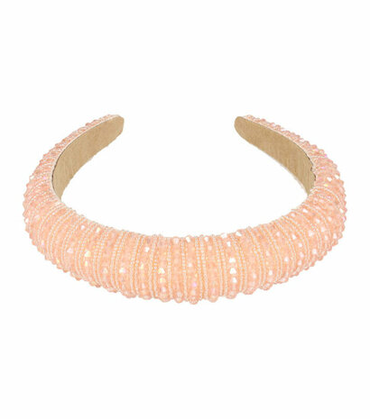 Haarband Diadeem Dik Facet Kralen Streep Patroon Licht Roze