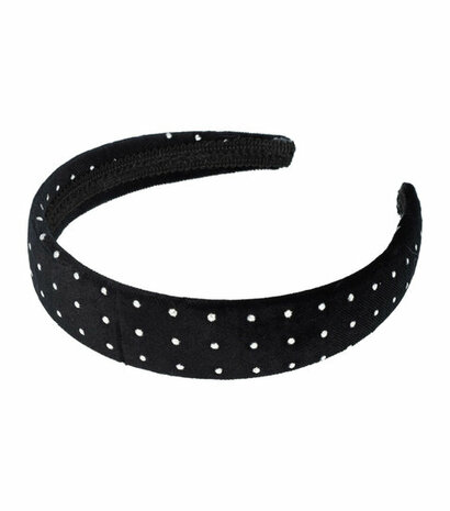 Haarband Diadeem Studs Velvet Stof 3cm Zwart