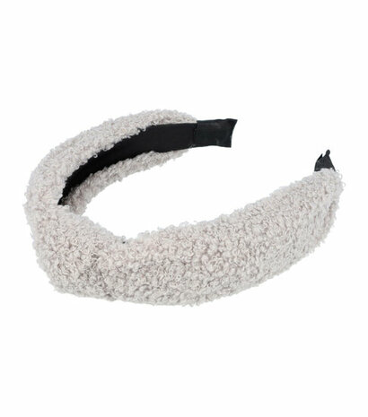 Haarband Diadeem Knoop Teddy Stof 4cm Grijs