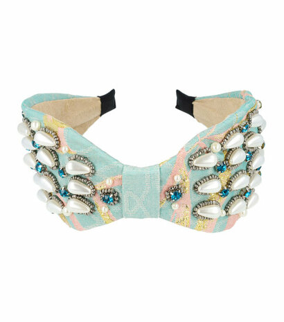 Haarband Diadeem Statement Parel Kralen Fantasie 8cm Blauw