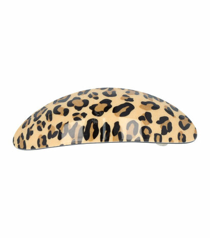 Haarspeld Ovaal Panter Print 10cm Zwart Bruin Beige Patentspeld Haarklem Haarclip Haar Speld Klem Hair Clip Patent Dieren Luipaard Patroon