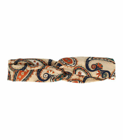 Haarband Twist Knoop Paisley Fantasie Patroon Beige Bruin